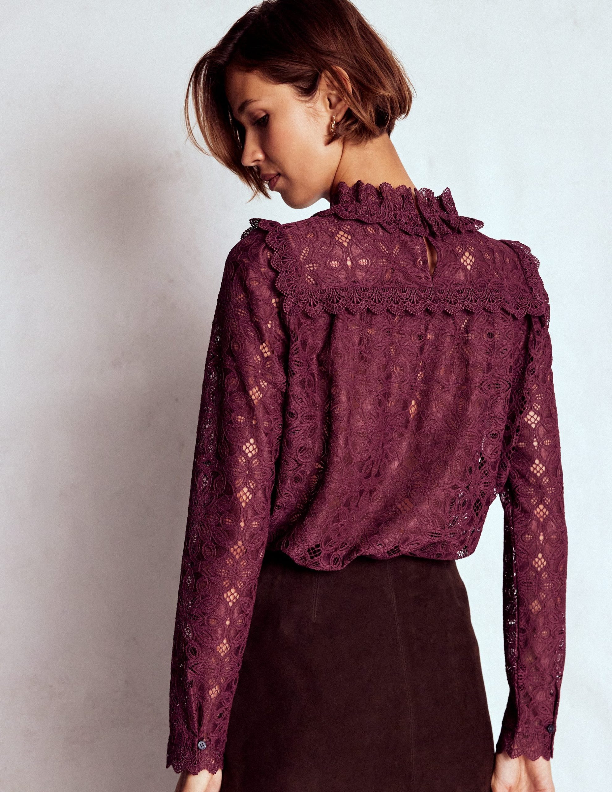 Lace Trim Detail Top-Deep Wisteria - Image 3