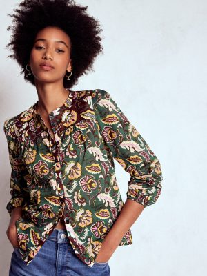 Corrine Cotton Top-Dark Green. Ornate Meadow