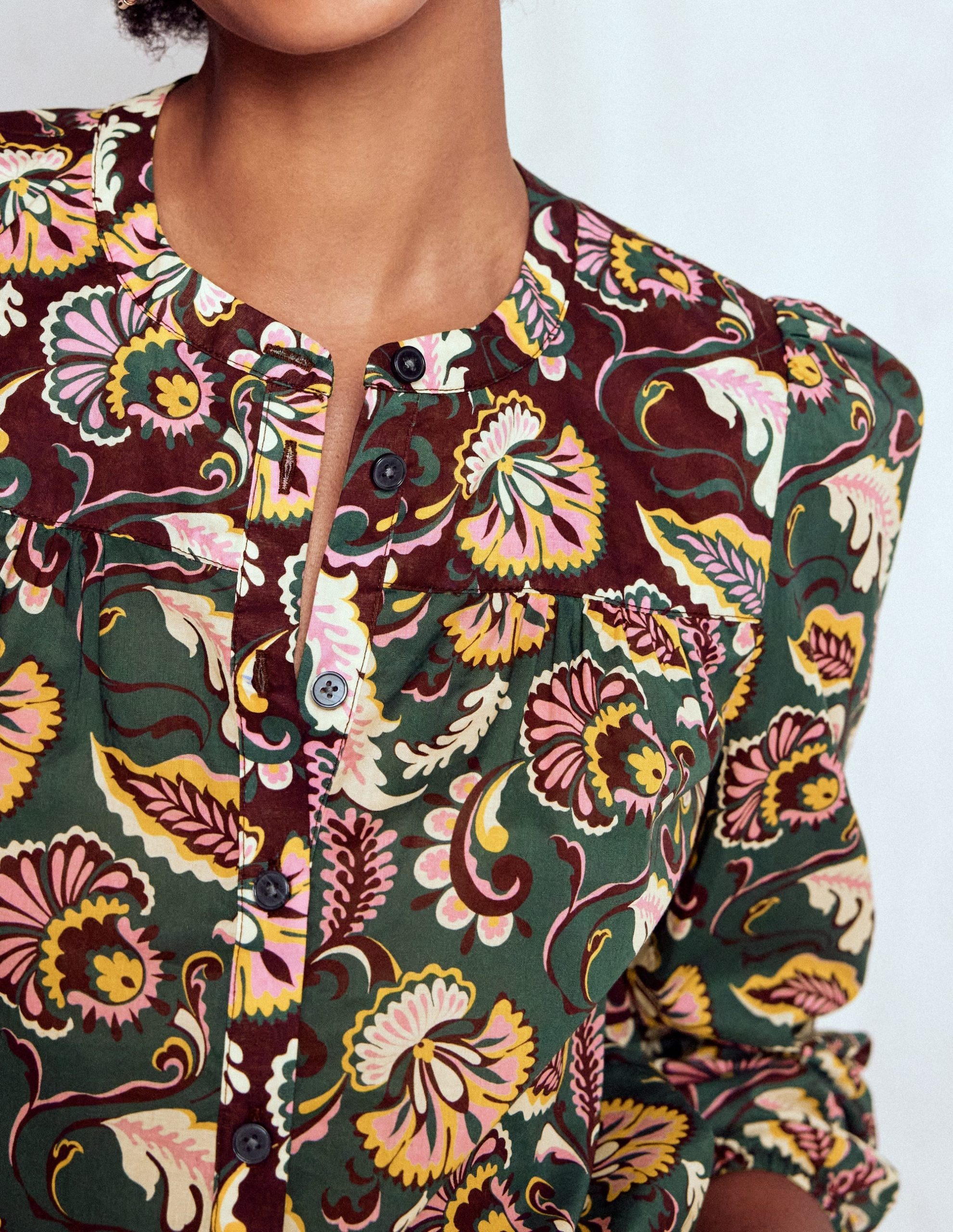 Corrine Cotton Top-Dark Green. Ornate Meadow - Image 2