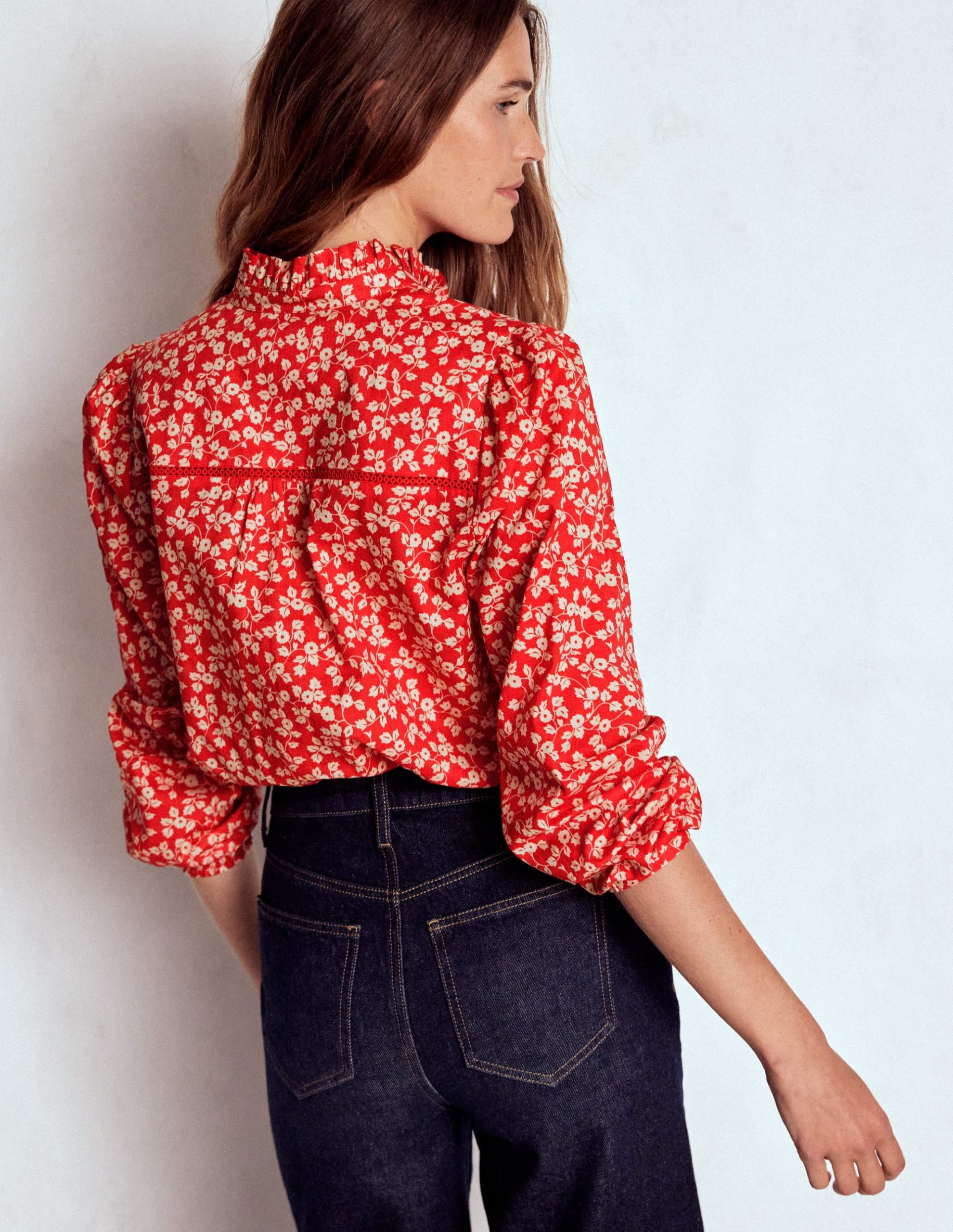 Helena Cotton Top-Cranberry Red. Delicate Vine - Image 3