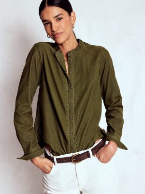 Victoria Cord Shirt-Woodland Green