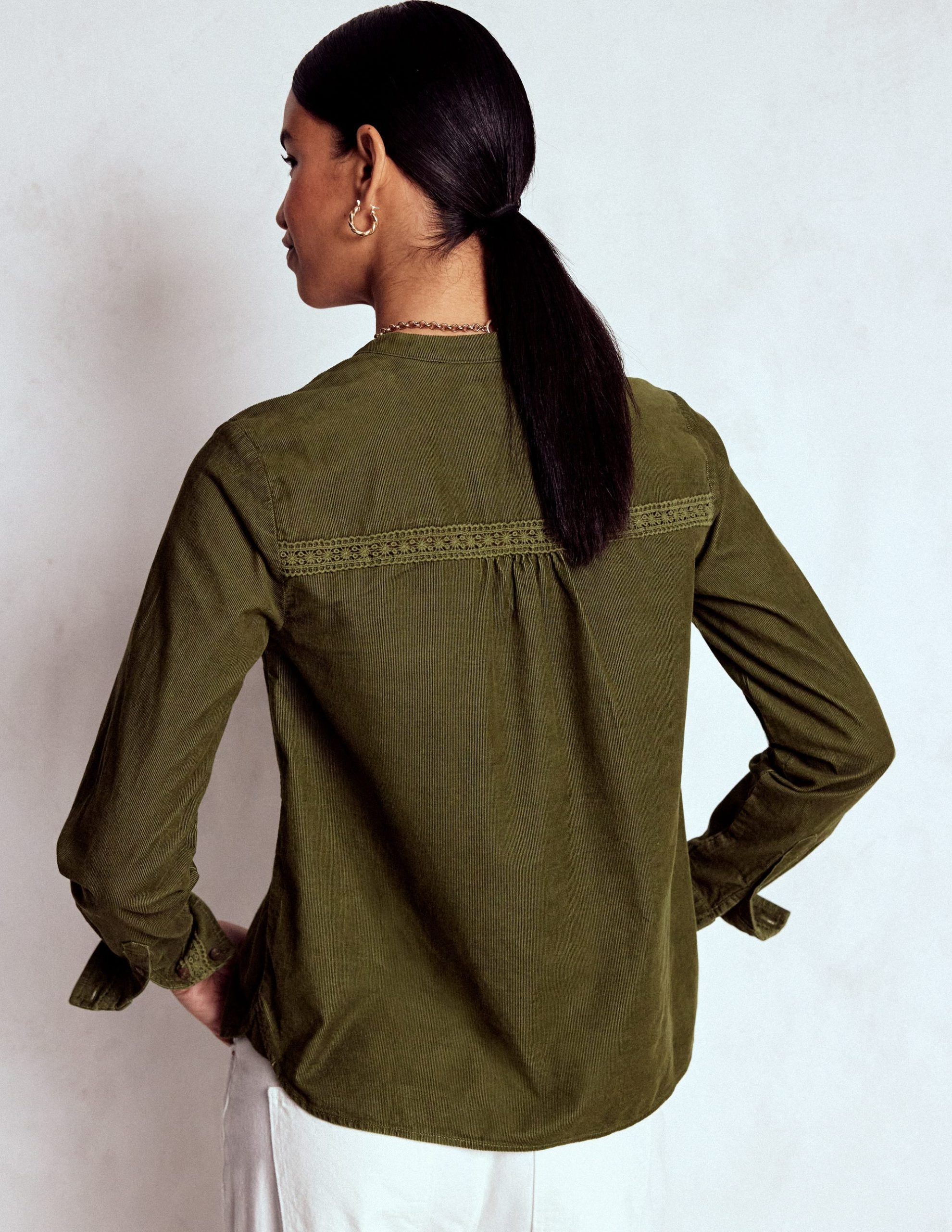 Victoria Cord Shirt-Woodland Green - Image 3
