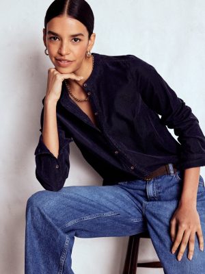 Victoria Cord Shirt-Navy
