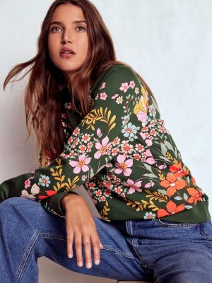 Rosa Printed Sweatshirt-Forest. Flourishing Garden