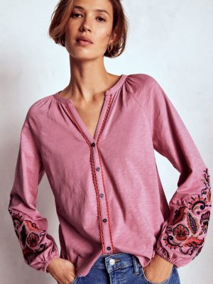 Alma Embroidered Shirt-Ash Rose