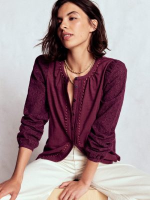 Eden Broderie Jersey Shirt-Deep Wisteria