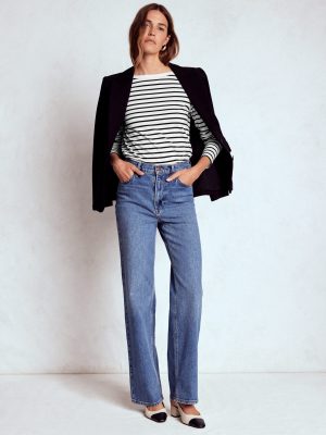 Olivia Long Sleeve Breton-Ivory. Black
