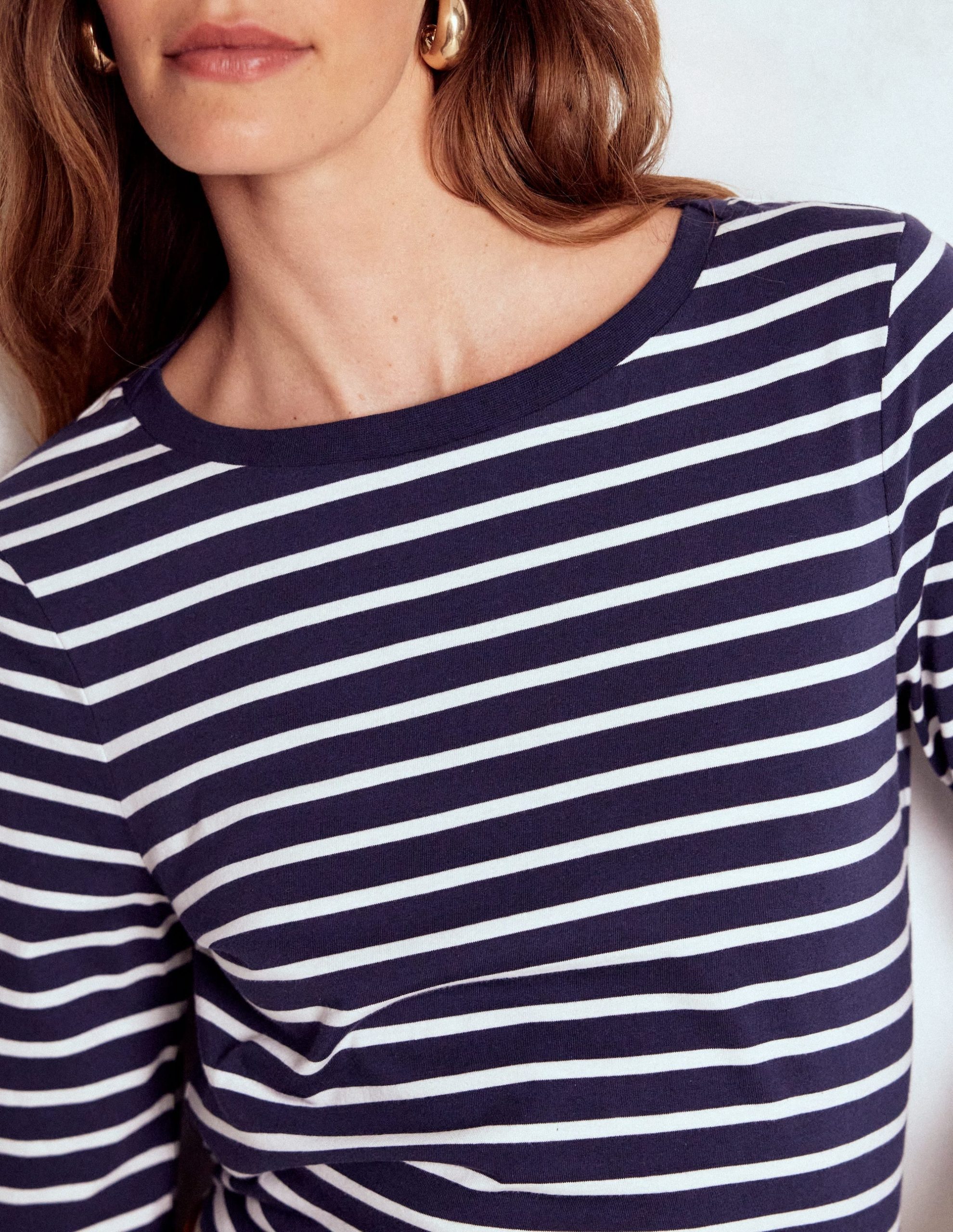 Olivia Long Sleeve Breton-Navy. Ivory - Image 2