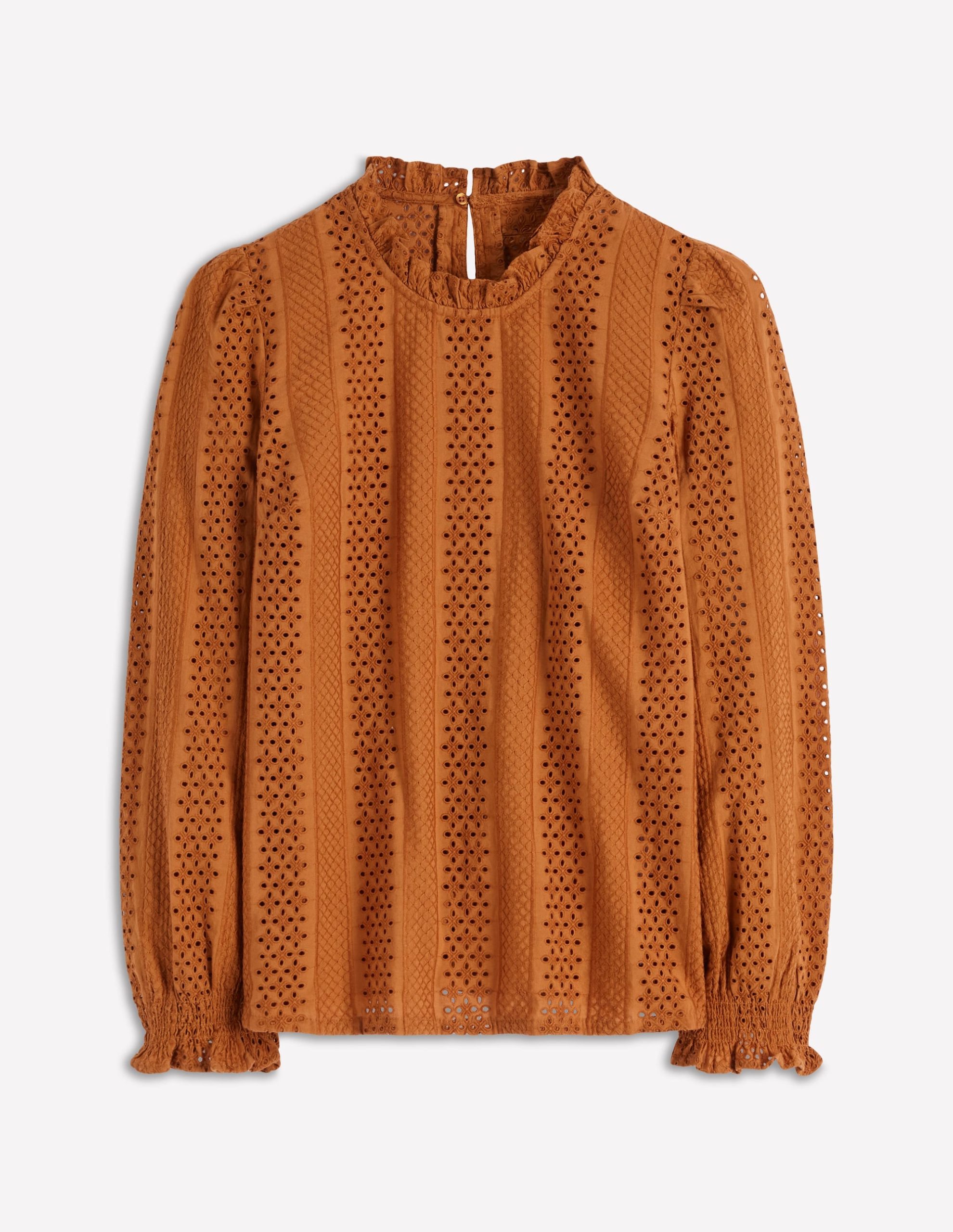 Frill Detail Broderie Top-Mustard - Image 6