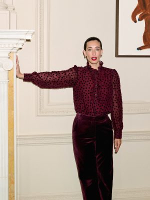 Sasha Devore Velvet Top-Deep Wisteria Spot