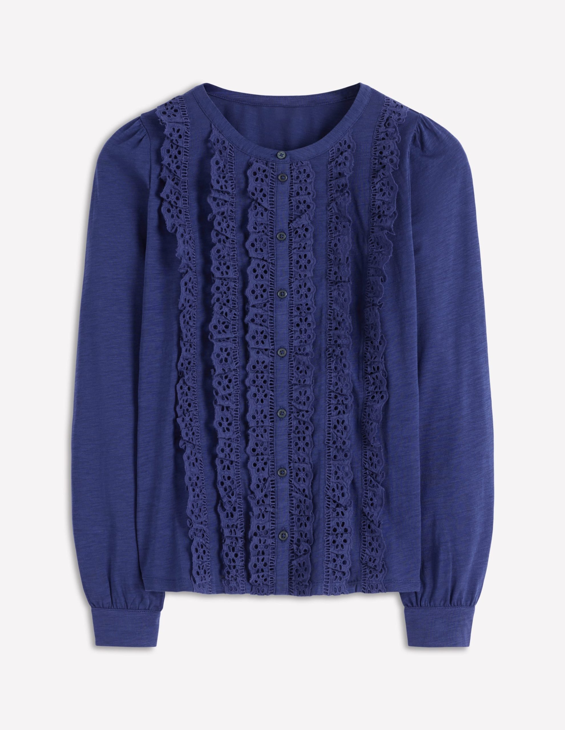 Broderie Ruffle Jersey Shirt-Starboard Blue - Image 6