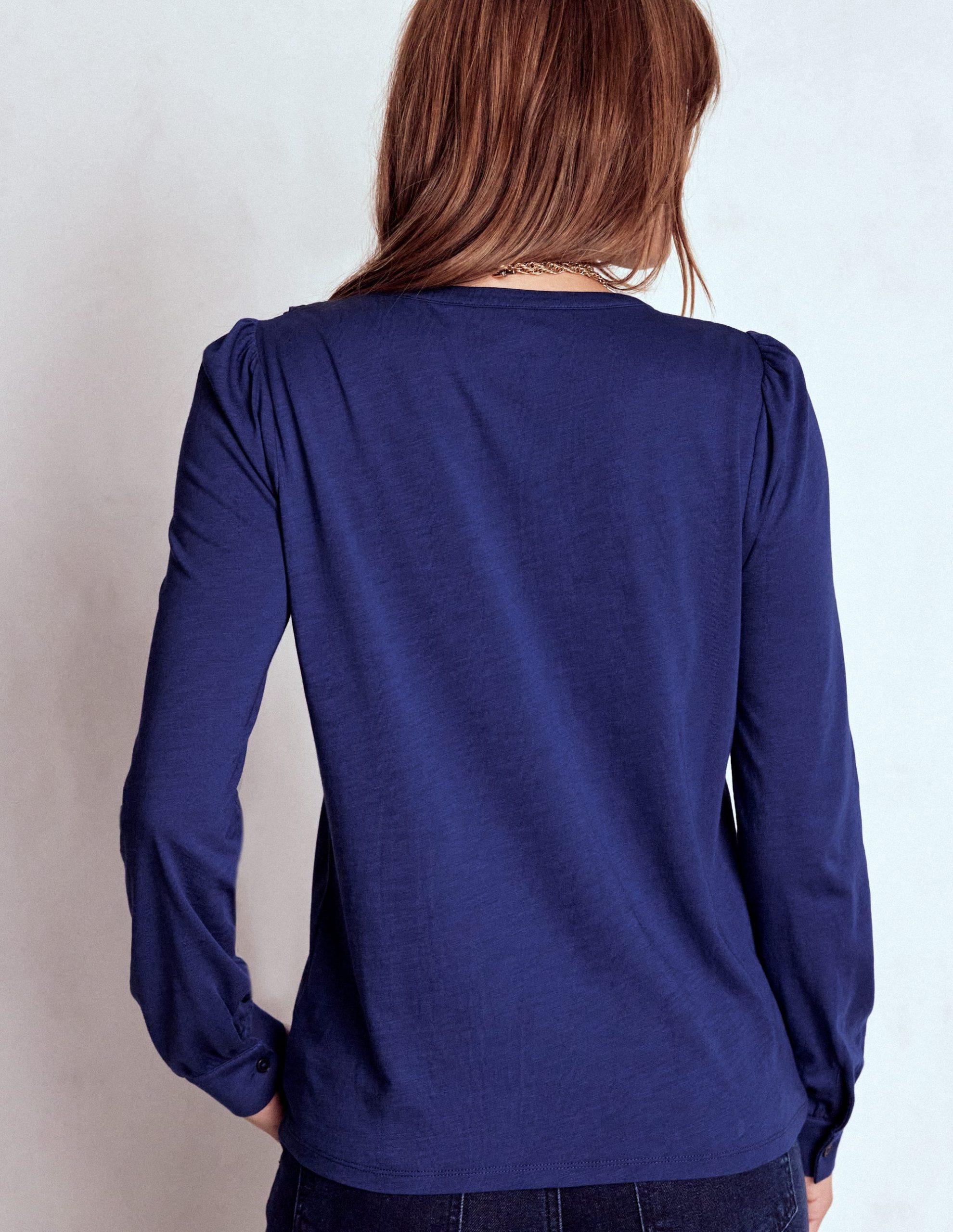 Broderie Ruffle Jersey Shirt-Starboard Blue - Image 3