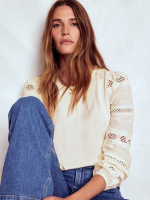 Millie Lace Mix Top-Ivory