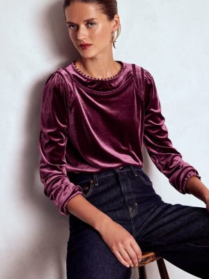 Mila Velvet Top-Deep Wisteria