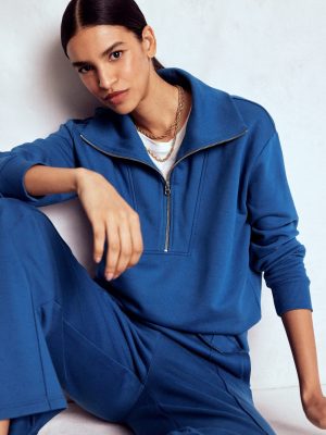 Panelled Half-zip Sweatshirt-Tourmaline Blue