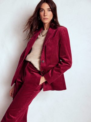 Stamford Cord Blazer-Burgundy Red