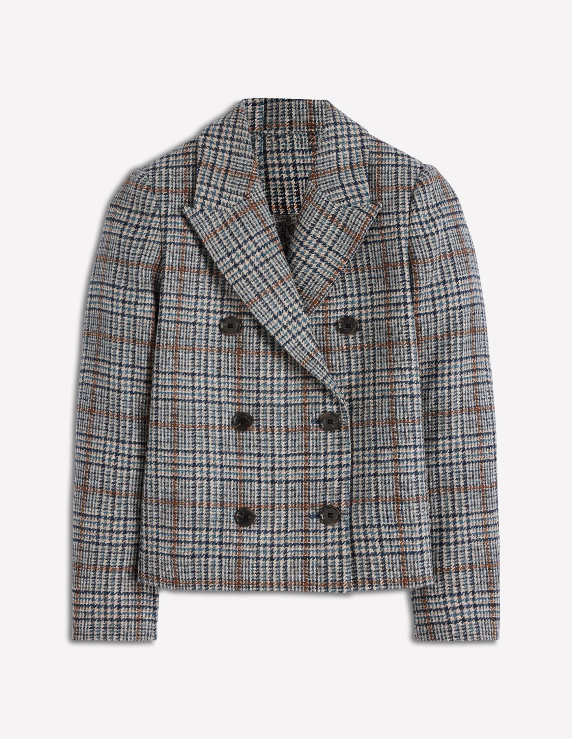 Boxy Double Breasted Blazer-Blue and Grey Prince of Wales - Image 7
