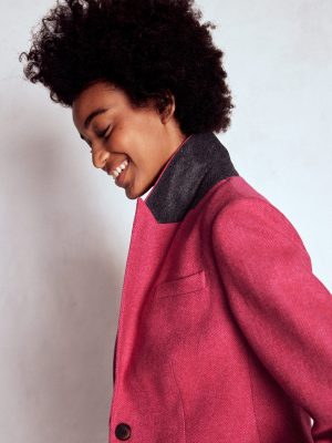 Stamford Wool-Blend Blazer-Red and Pink Wide Herringbone