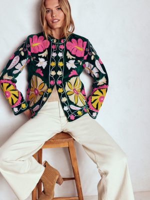 Embroidered Souvenir Jacket-Emerald Night Embroidery