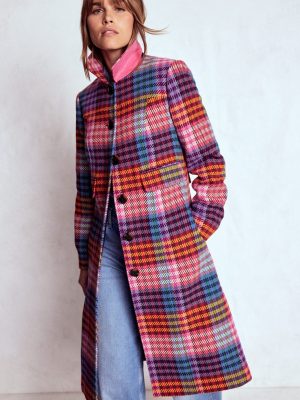 St Albans Fitted Coat-Rainbow Blanket Multigingham