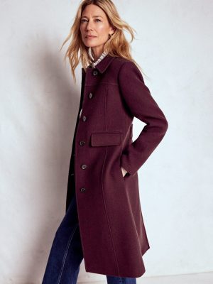St Albans Fitted Coat-Dark Cherry