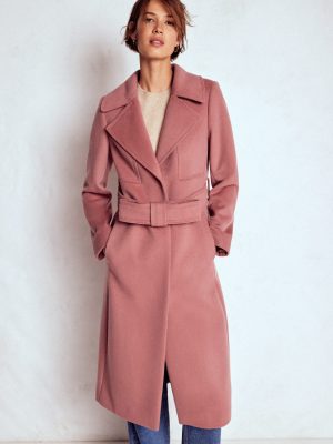 Bow Front Coat-Dusty Pink