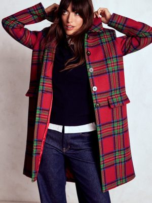 Edinburgh Swing Coat-Red. Blue and Green Check