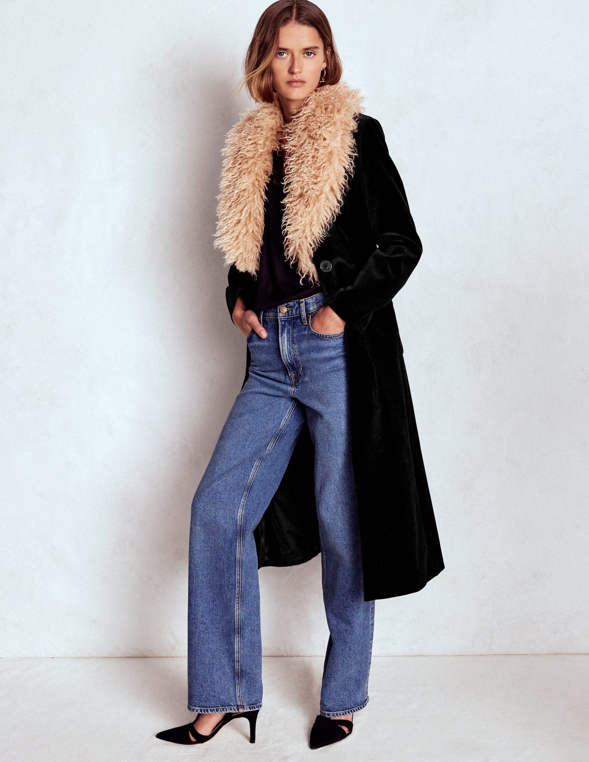 Fur Tipped Coat-Black - Image 4