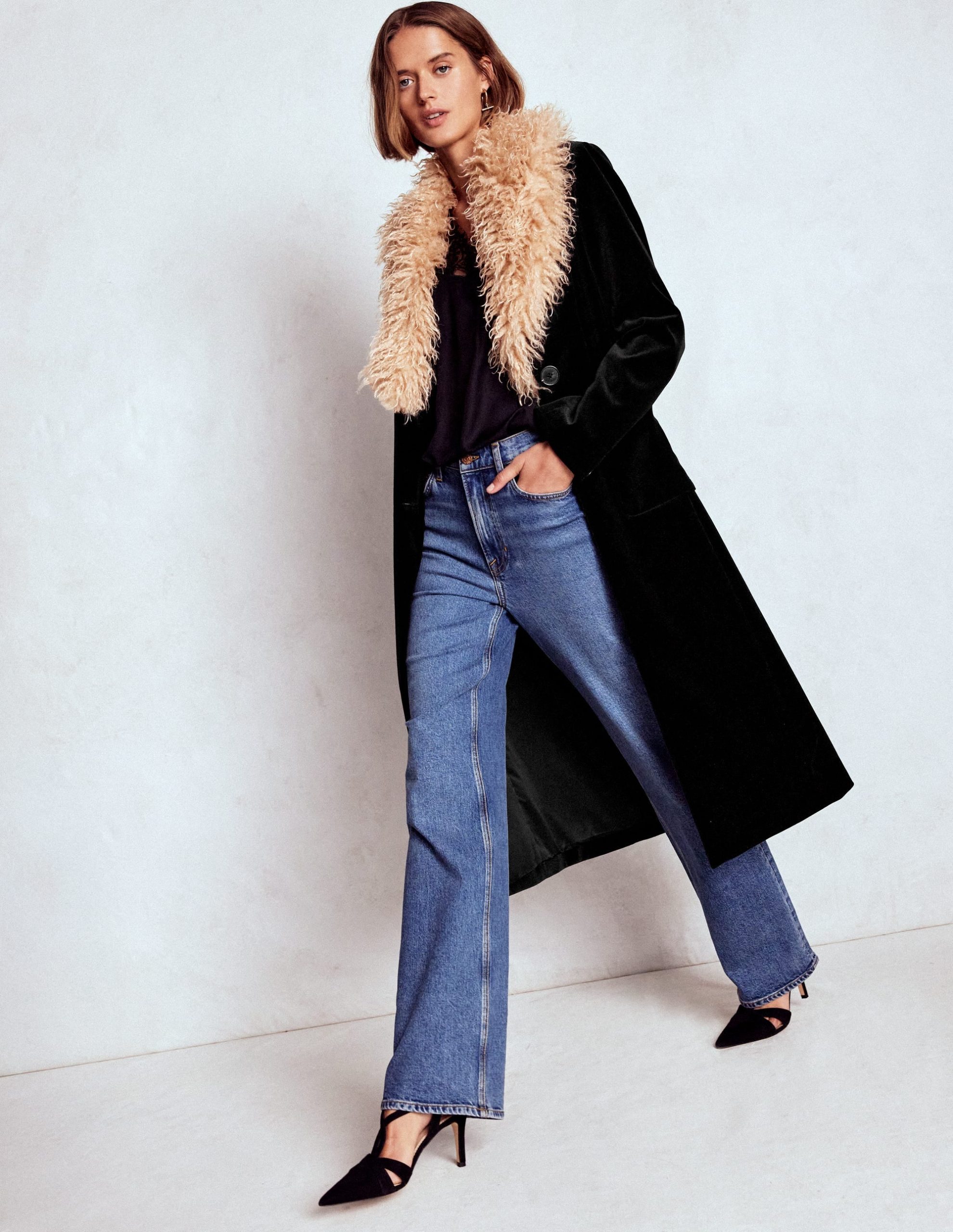 Fur Tipped Coat-Black - Image 5