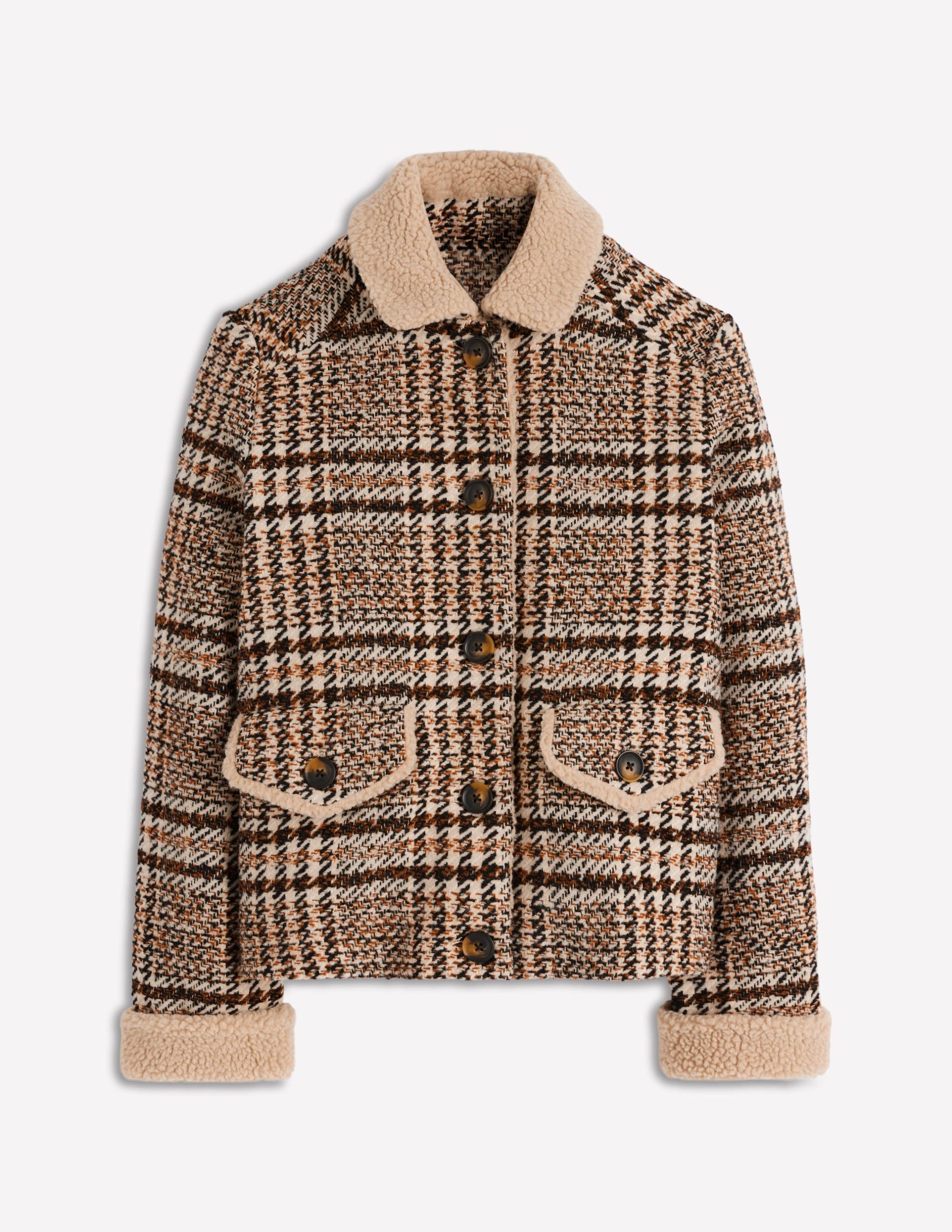 Stirling Check Coat-Ivory. Brown & Black Check - Image 6