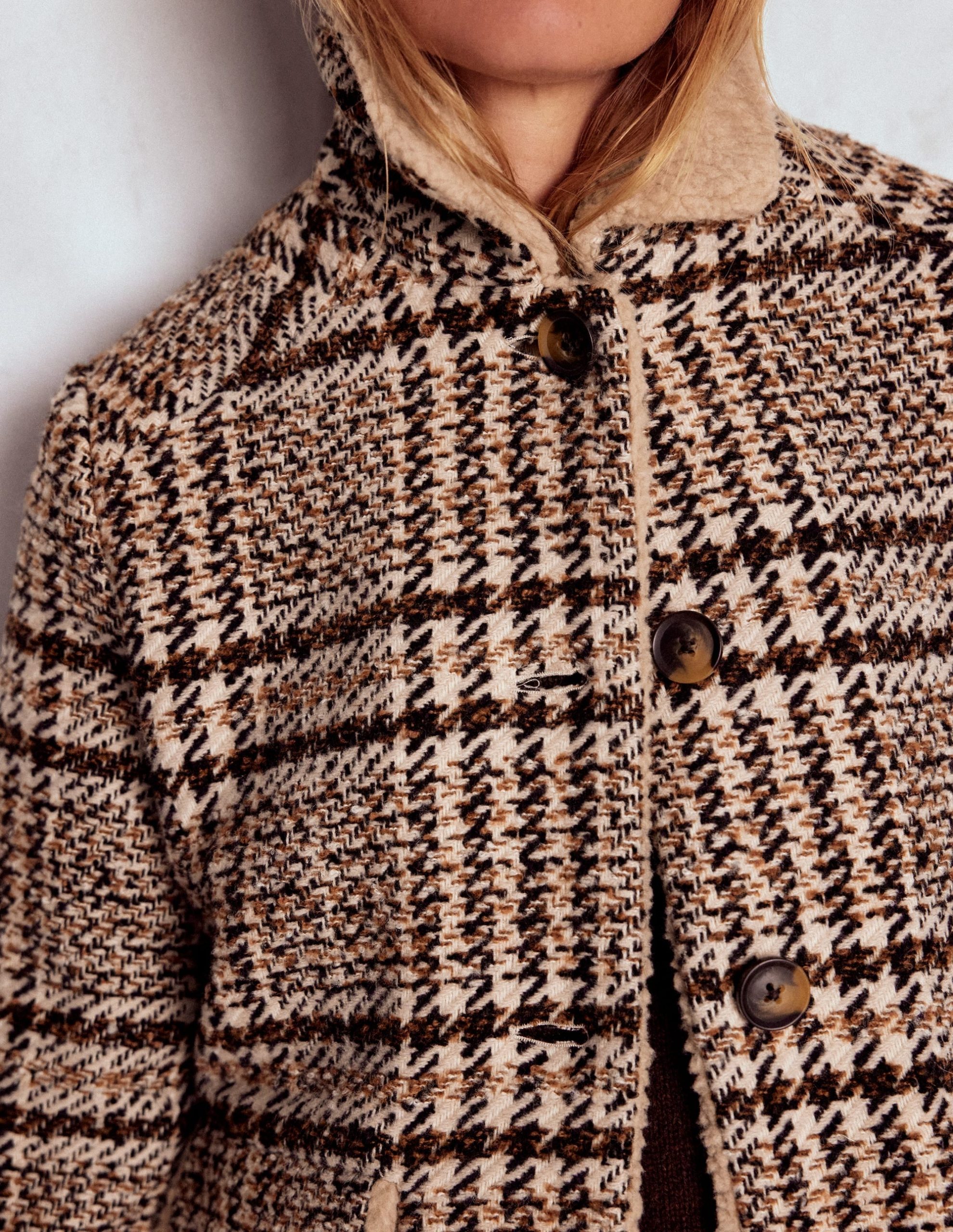 Stirling Check Coat-Ivory. Brown & Black Check - Image 2