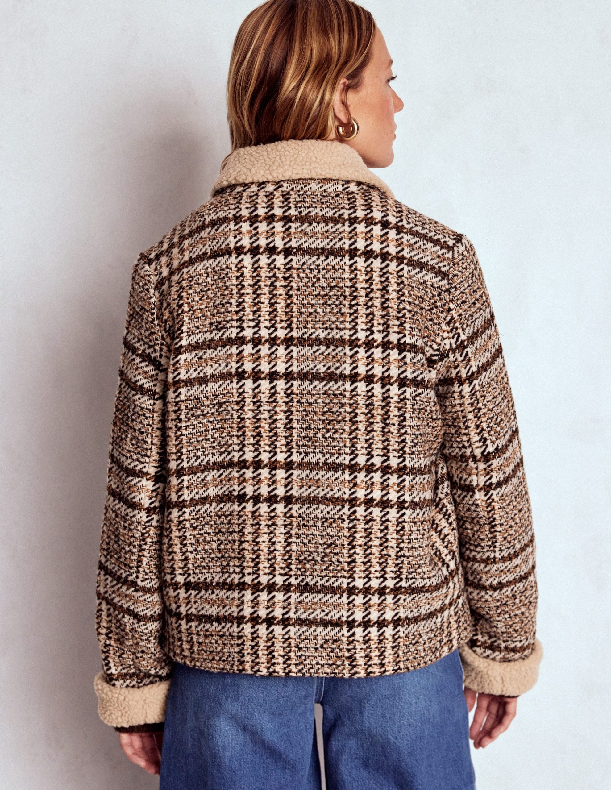 Stirling Check Coat-Ivory. Brown & Black Check - Image 3