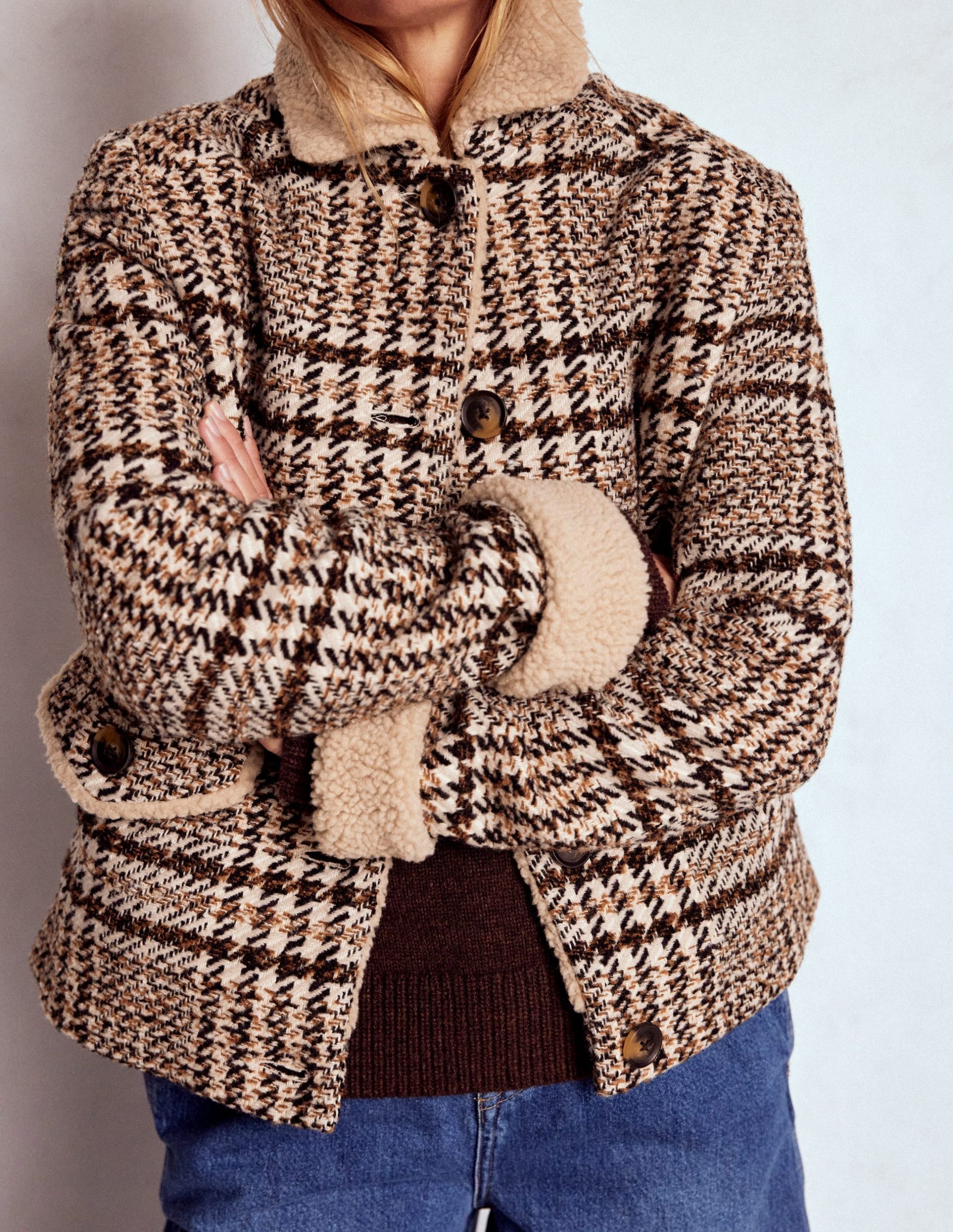 Stirling Check Coat-Ivory. Brown & Black Check - Image 4