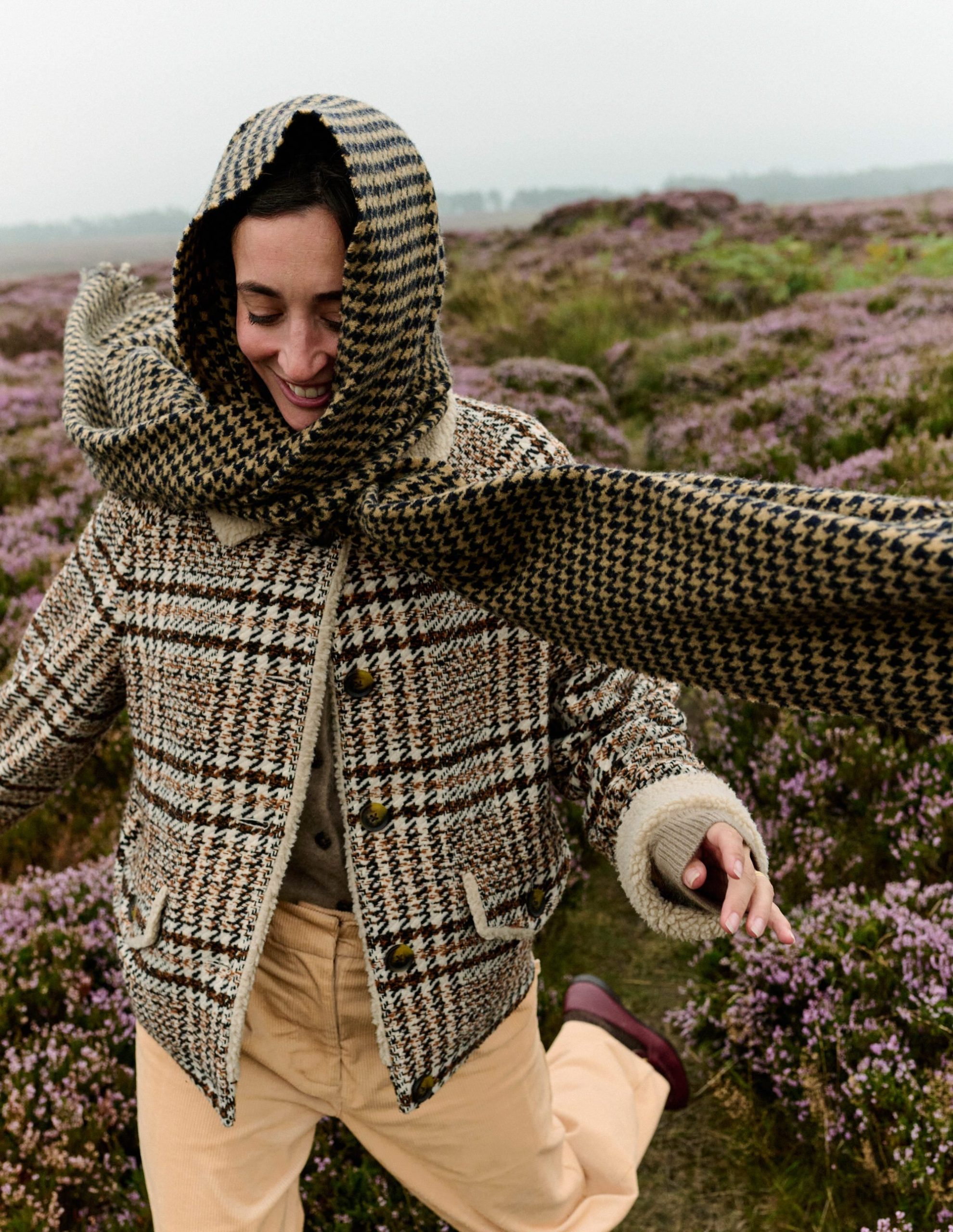 Stirling Check Coat-Ivory. Brown & Black Check - Image 5