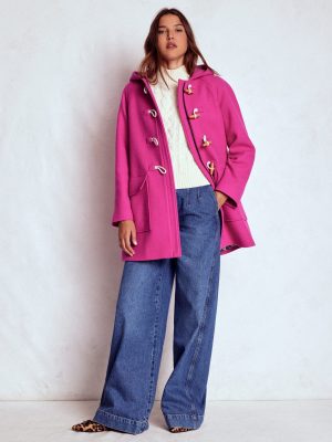 Swing Duffle Coat-Pink Peony