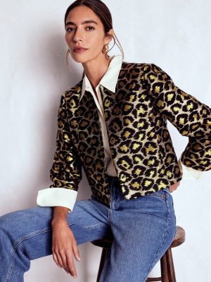 Jacquard Leopard Jacket-Leopard. Lurex Jacquard
