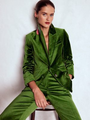 Stamford Velvet Blazer-Green Fir