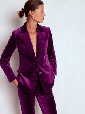 Stamford Velvet Blazer-Plum Jam