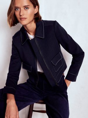 Zip Patch Pocket Jacket-NAVY