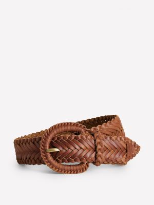 Woven Leather Belt-Tan