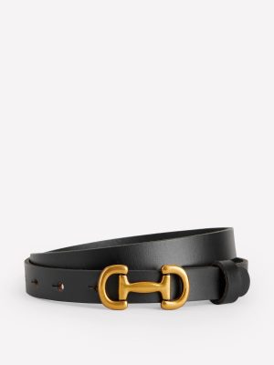 Iris Skinny Snaffle Trim Belt-Black