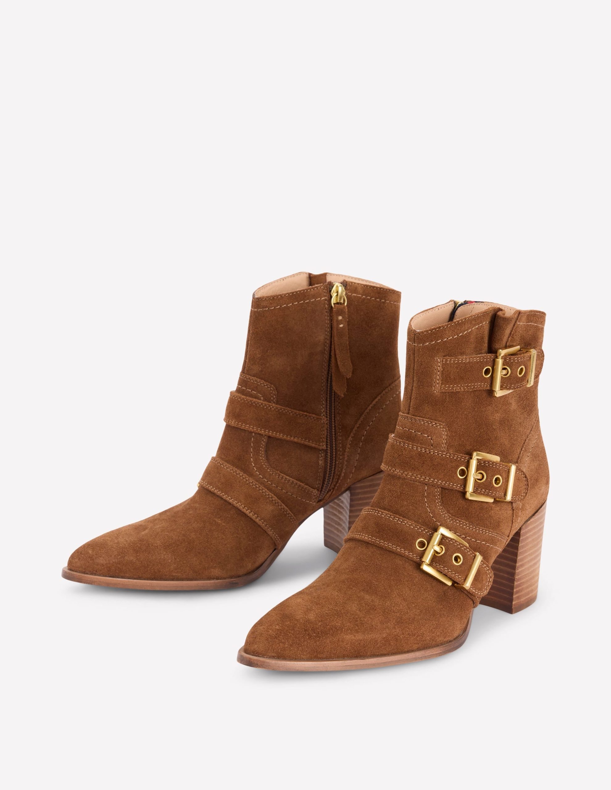 Heeled Buckled Ankle Boot-Cognac - Image 3