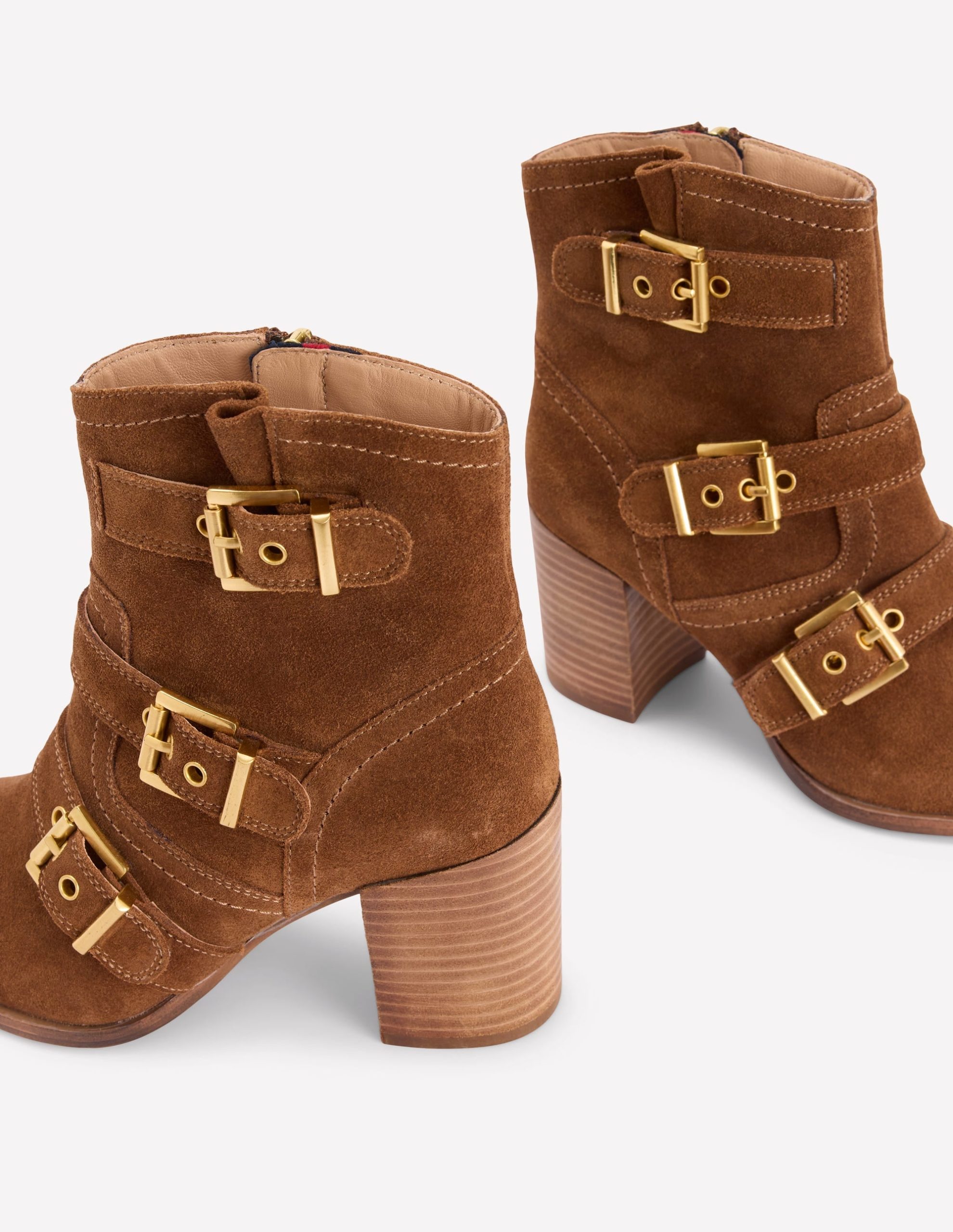 Heeled Buckled Ankle Boot-Cognac - Image 4