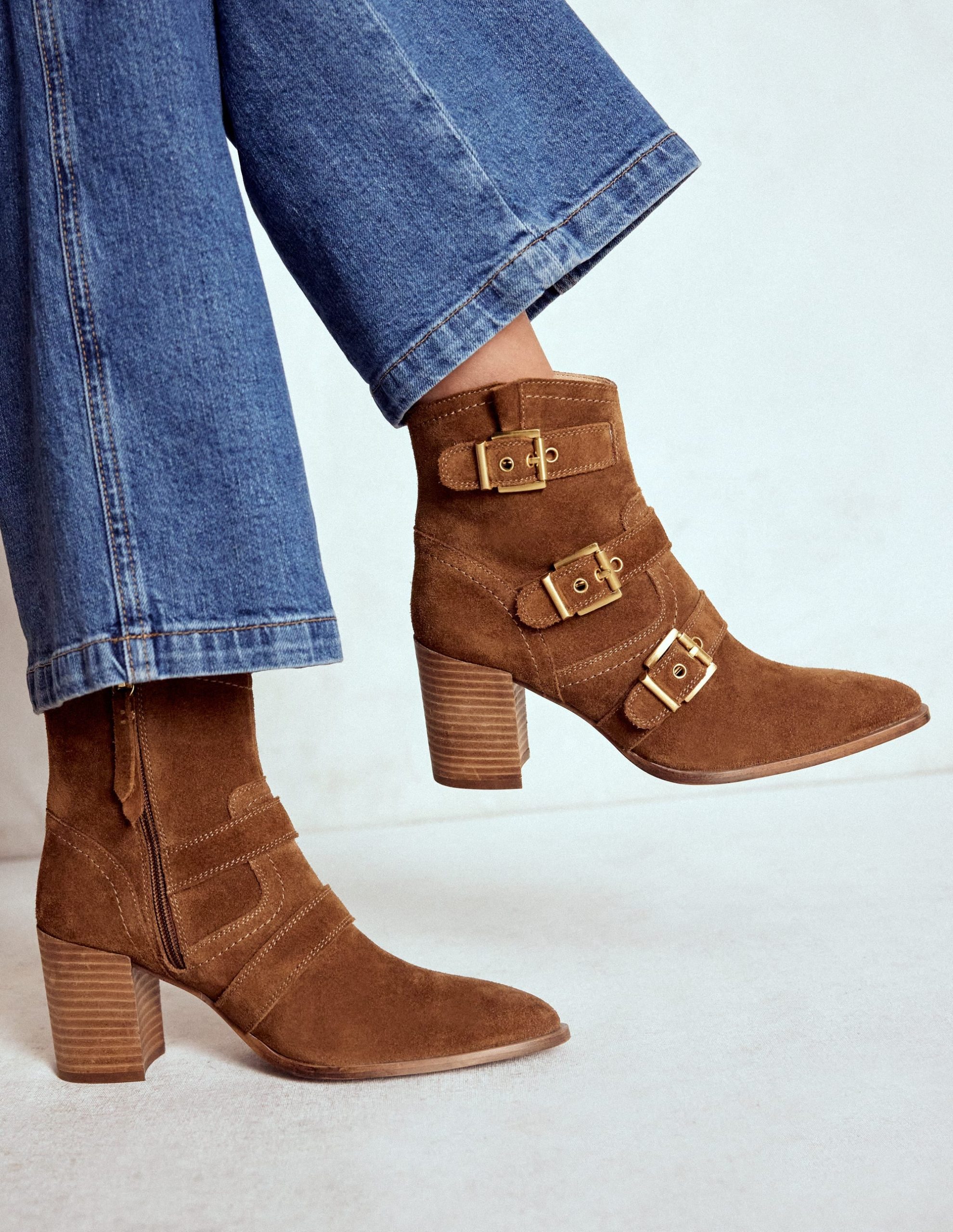 Heeled Buckled Ankle Boot-Cognac - Image 2