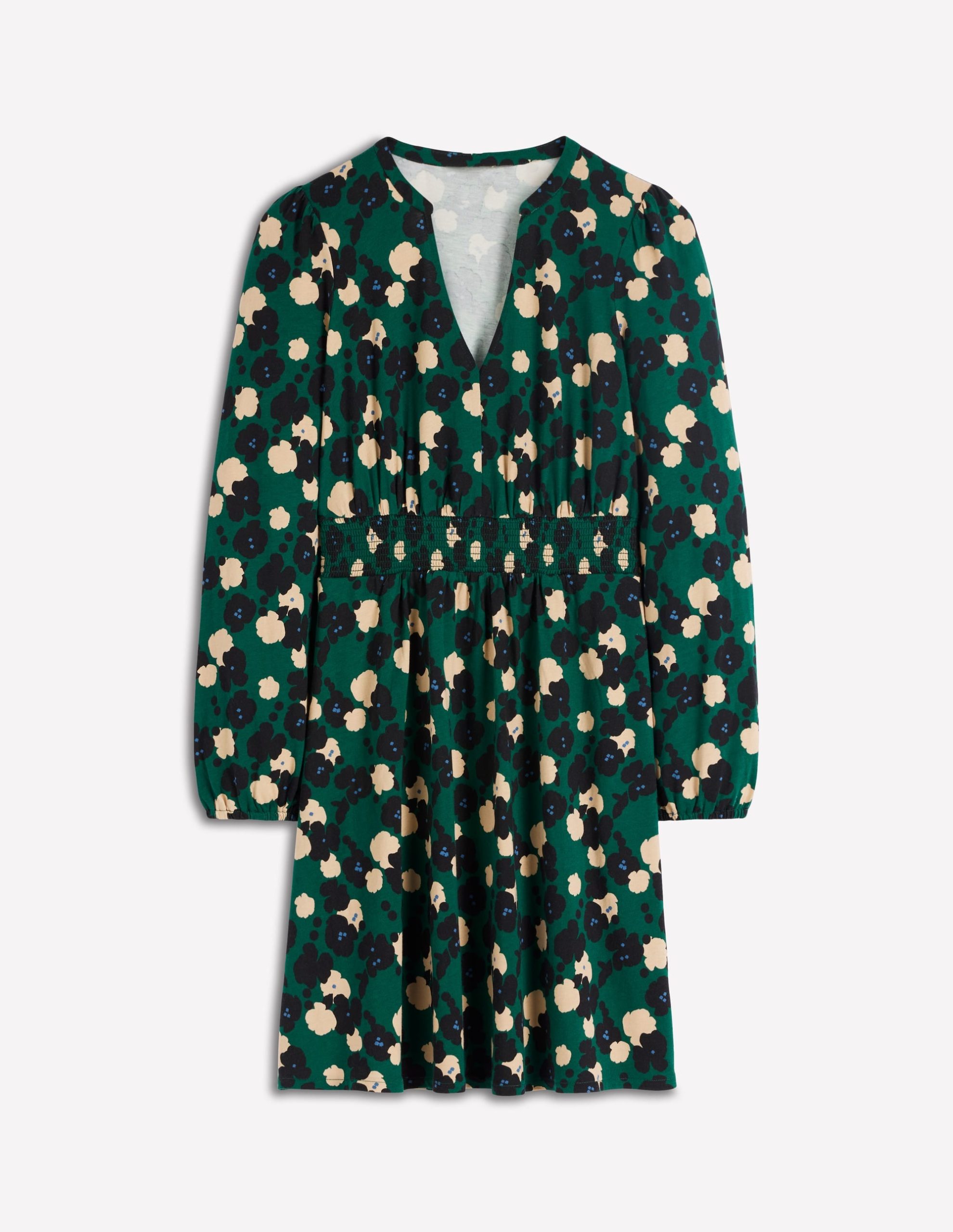 Sarah Short Jersey Dress-Emerald Night. Garden Blossom - Image 7