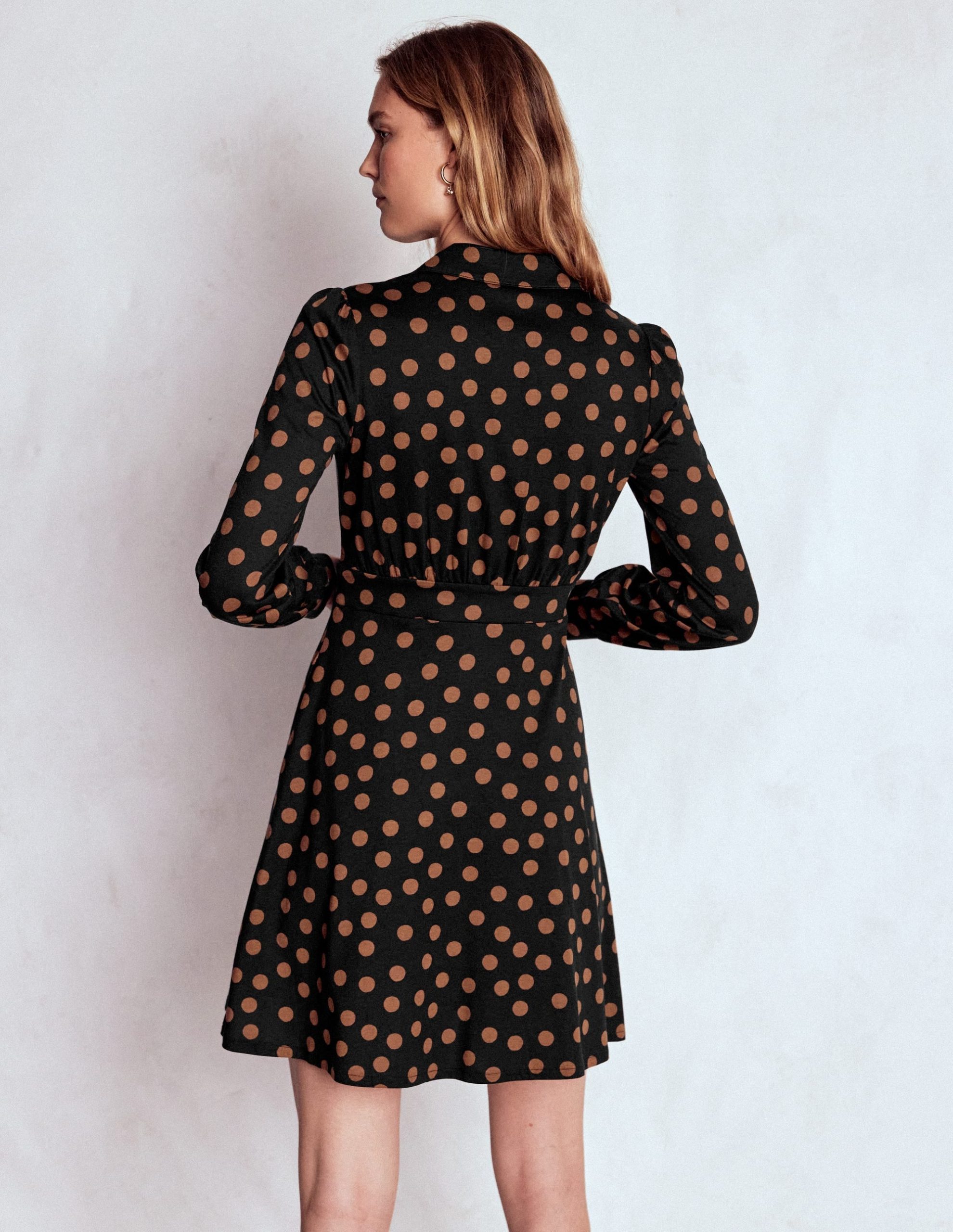 Orla Short Jersey Shirt Dress-Russet. Painted Dot - Image 4