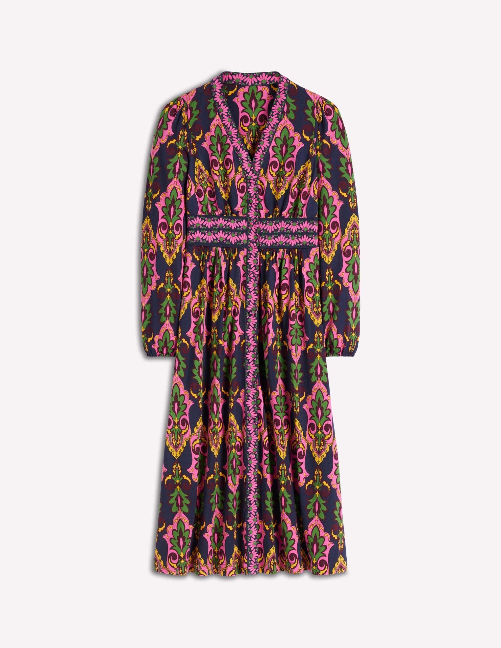 Natalia Long Sleeve Tea Dress-French Navy. Ornate Charm - Image 6