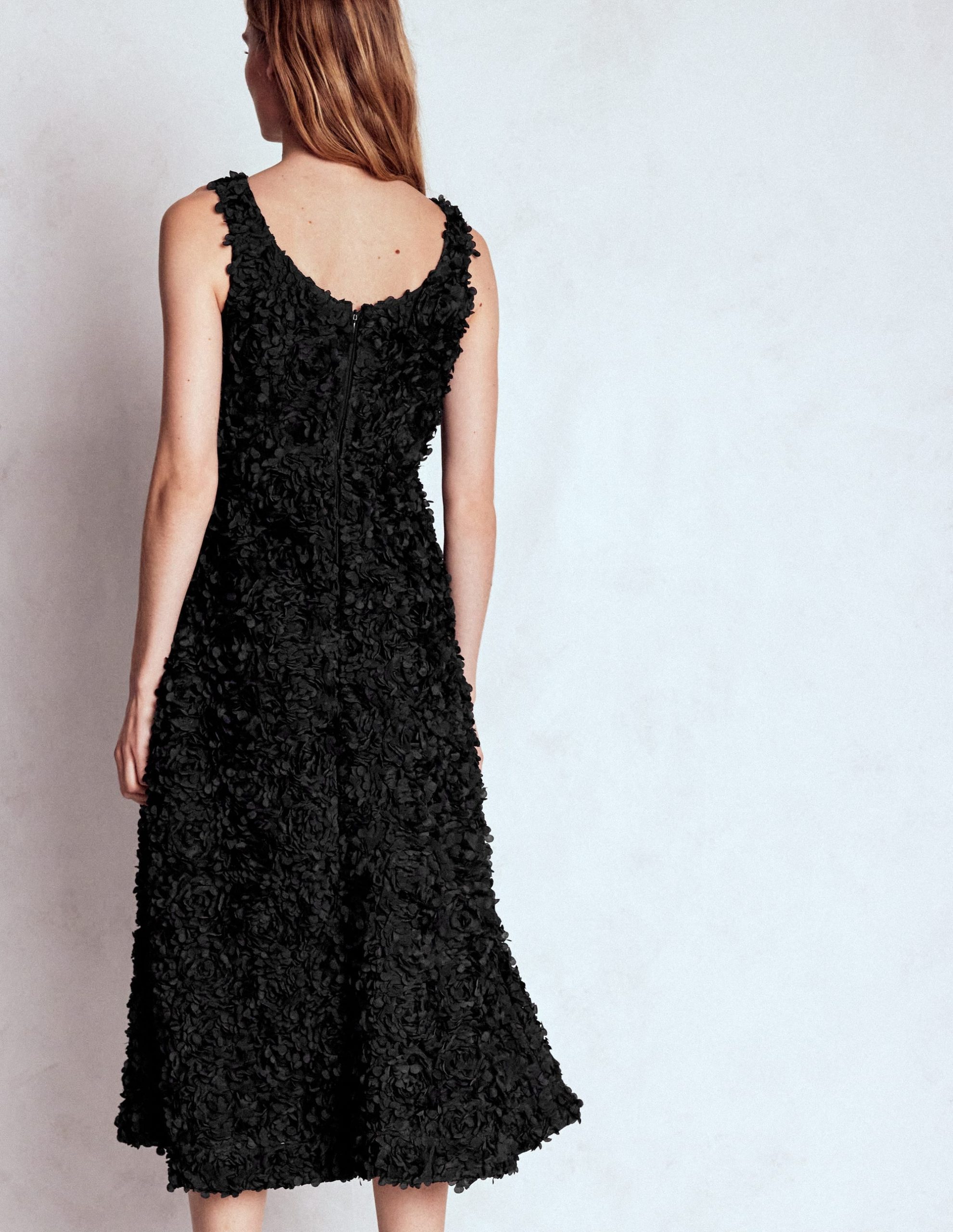 Scoop Back Fit and Flare Dress-Black - Image 5