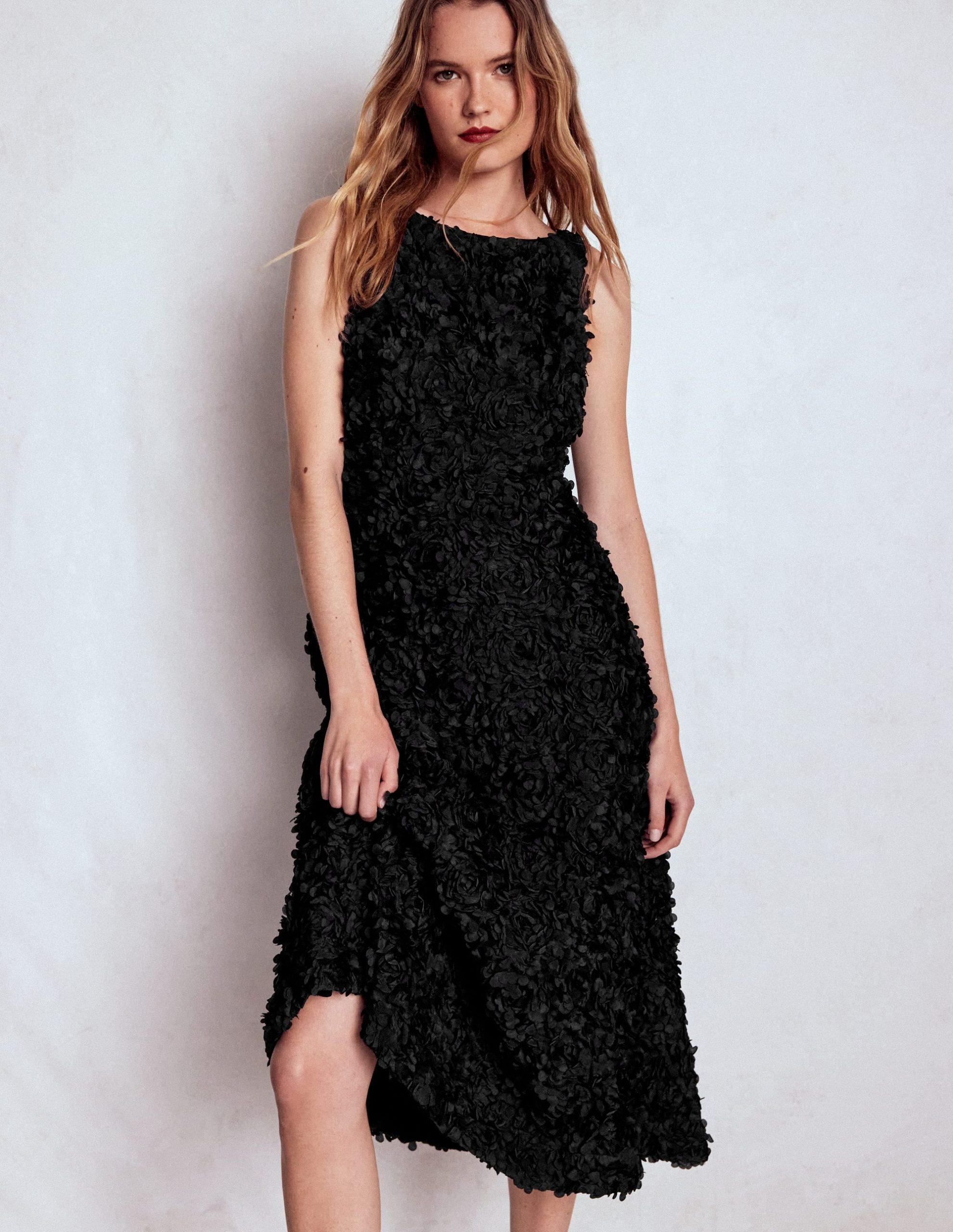 Scoop Back Fit and Flare Dress-Black - Image 6