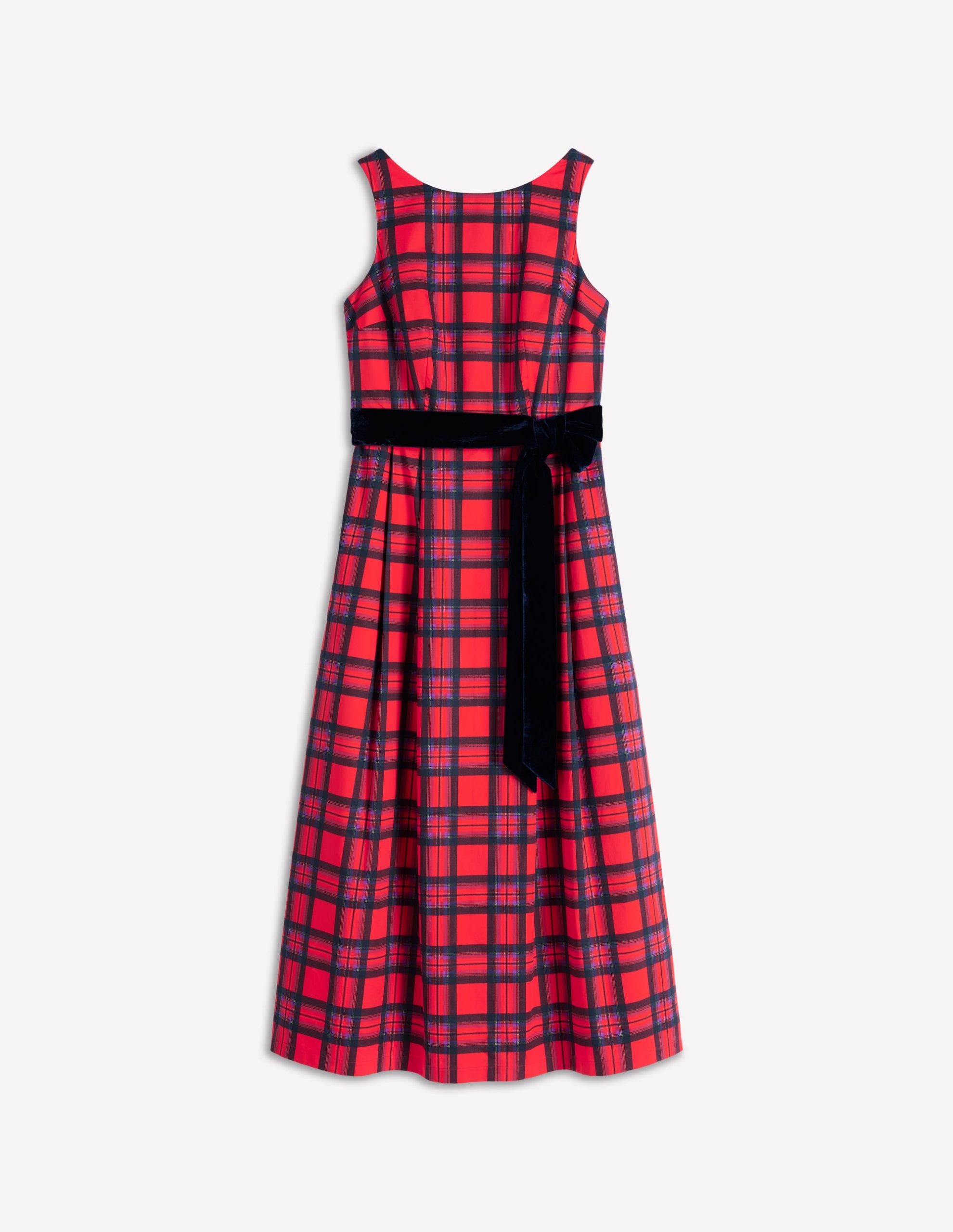 Scoop Back Check Dress-Red. Navy and Purple Check - Image 6